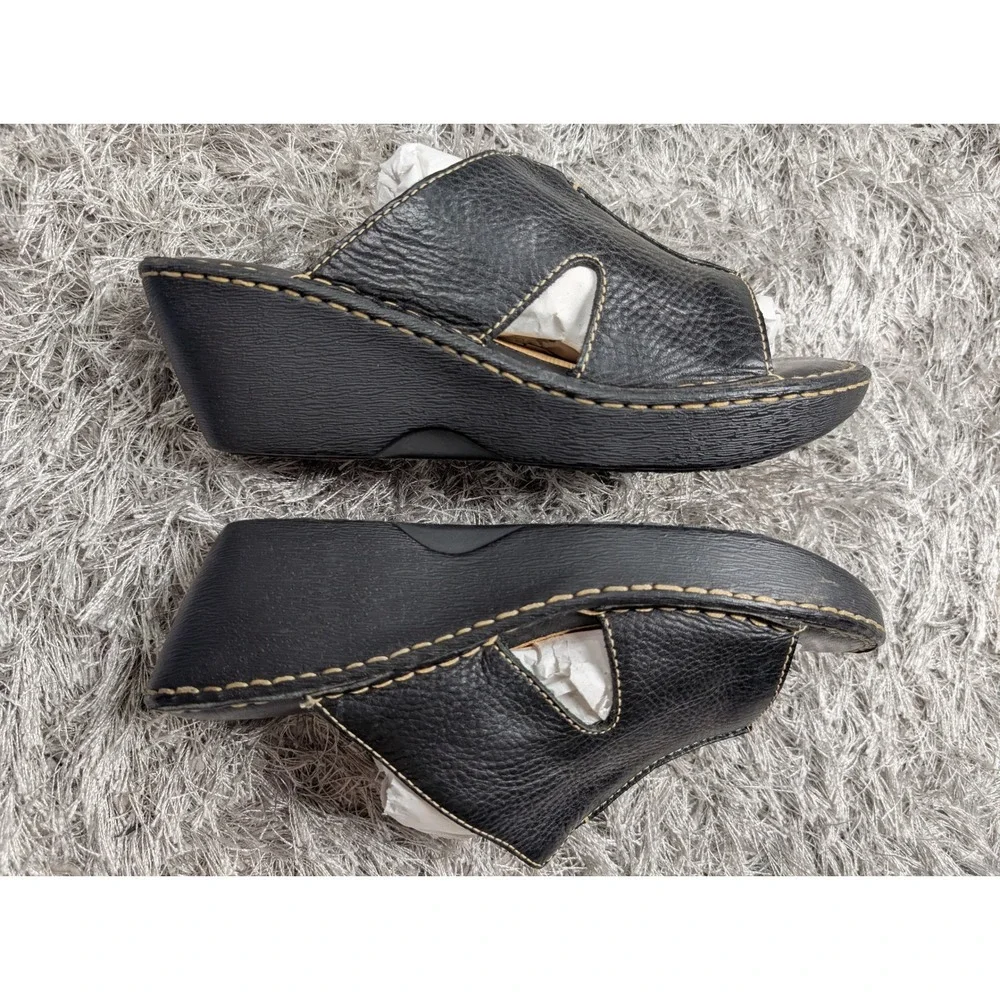 Canyon River Blues Mens Black Leather Slide Sandals Size 10 Slip On Casual Shoes